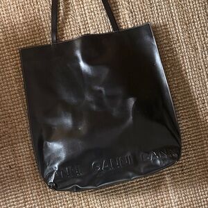 Big Ganni leather banner tote Bag